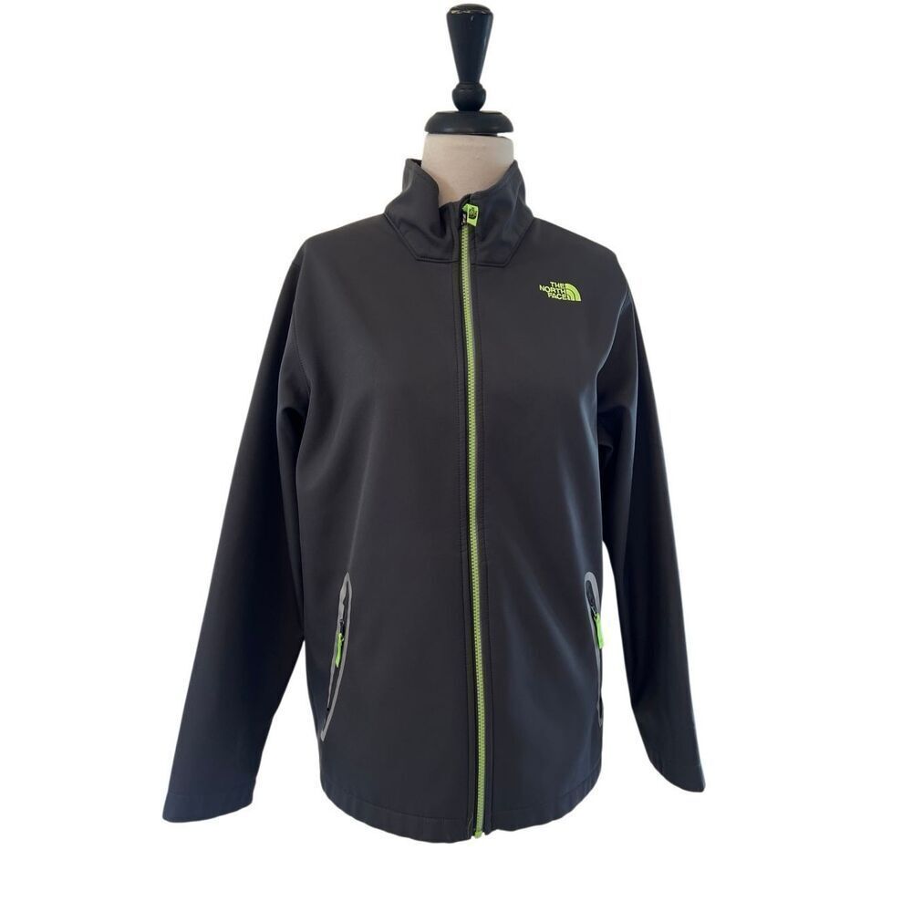 The North Face Boys' Apex Bionic Softshell Full Zip Jacket Gray Neon Size XL